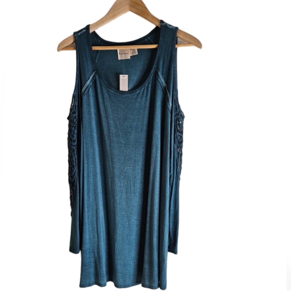Love Fire Womens Blouse Teal  14W